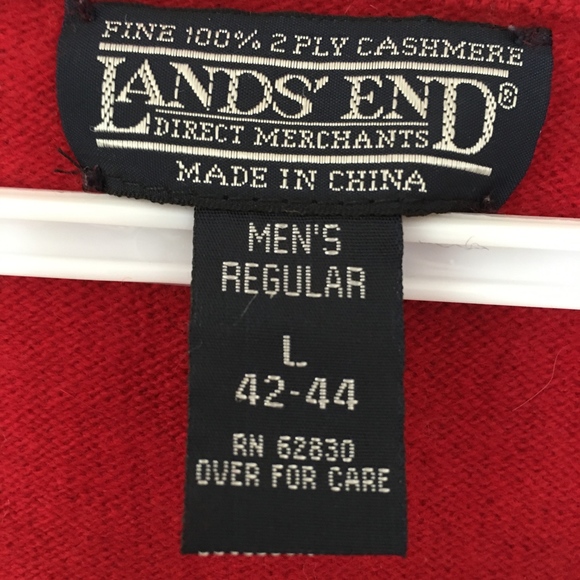 100% 2-ply Cashmere Sweater LANDS END, Mens L - Picture 3 of 4